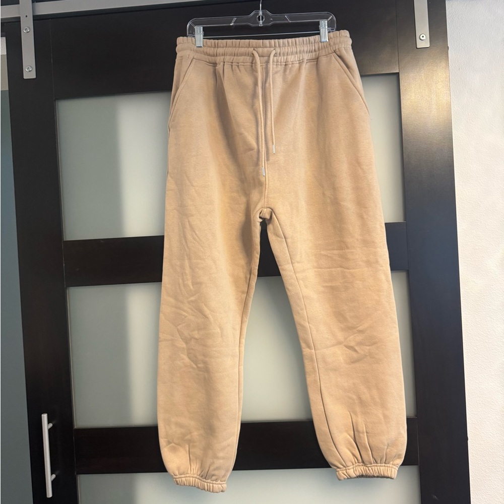 Men's Beige Jogger Sweatpants with Elastic Waist
